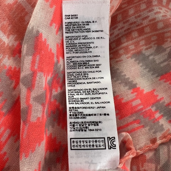 Forever 21 Boho Chic Aztec Neon Square Scarf One Size 20x72 Tassle - Picture 5 of 6